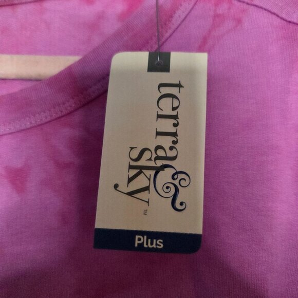 Terra & Sky Plus 2X Tie Dye Pink Shorts and Sweatshirt Set 2-Piece - Picture 6 of 12